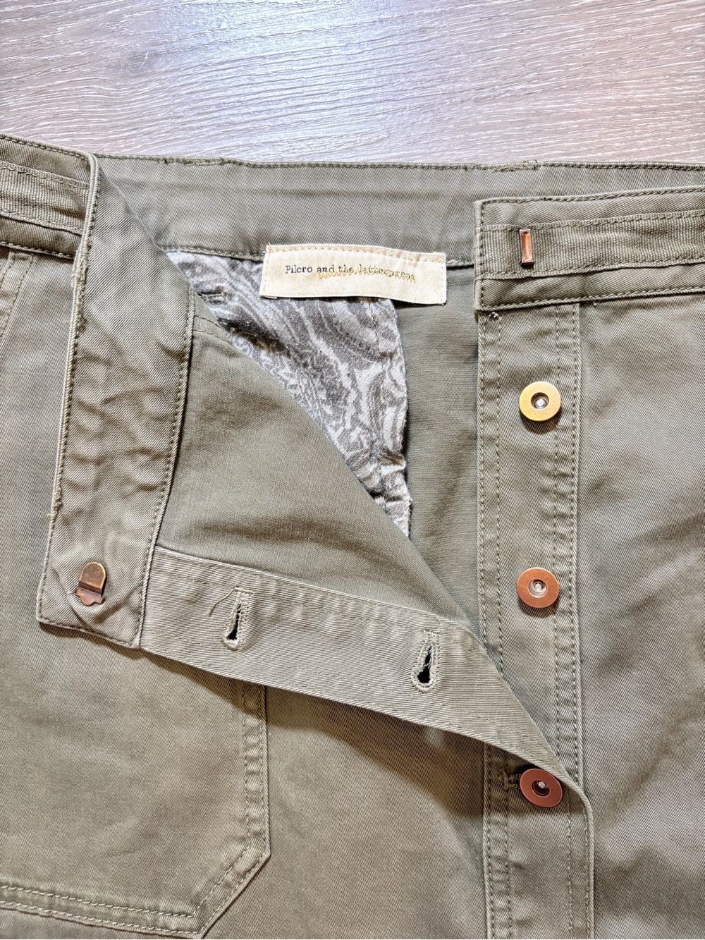 Pilcro Army Green Button-Down Skirt Size 14 - Picture 4 of 7